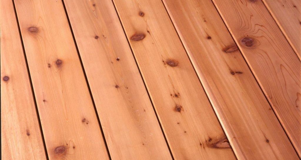 Knotty cedar deck boards 