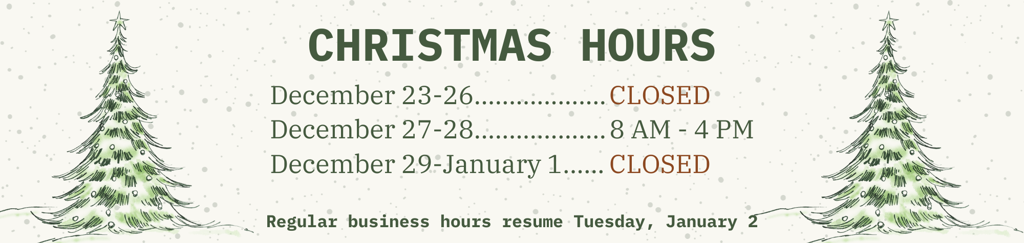 Banner - Christmas Hours