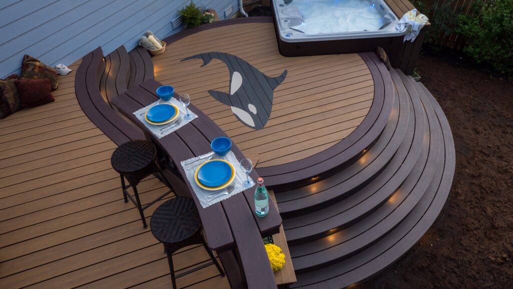 Clubhouse PVC deck with Orca whale inlay.