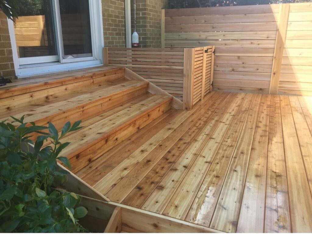 Osmo Polyx-Oil Project Example - Modern Home 1 Knotty cedar back porch. Natural finish.