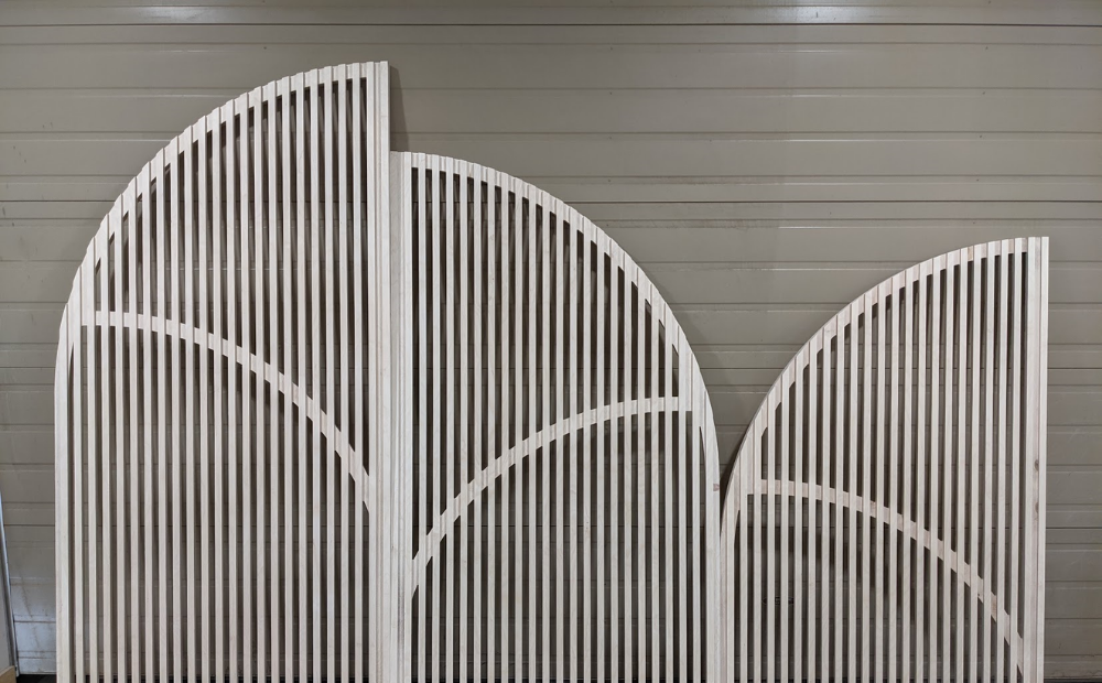 Decorative panels for a wedding backdrop.