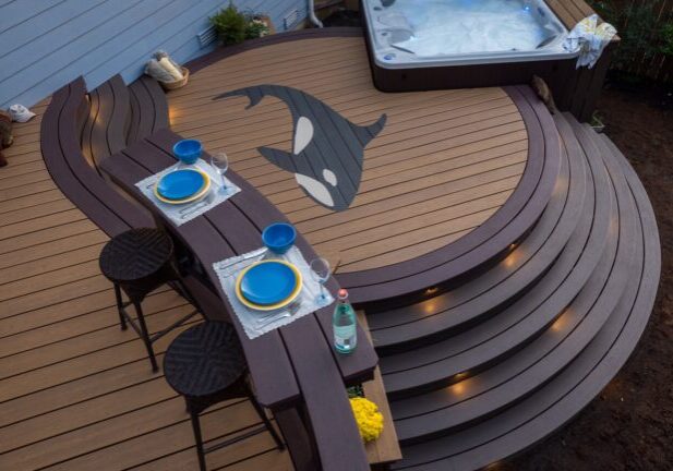 Clubhouse PVC deck with Orca whale inlay.